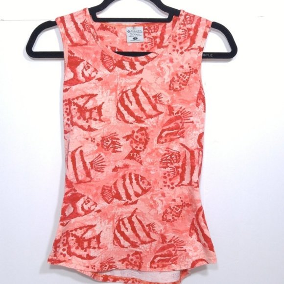 Columbia Tops - Columbia Tank Top S Fish Peach Watercolor Tie Dye